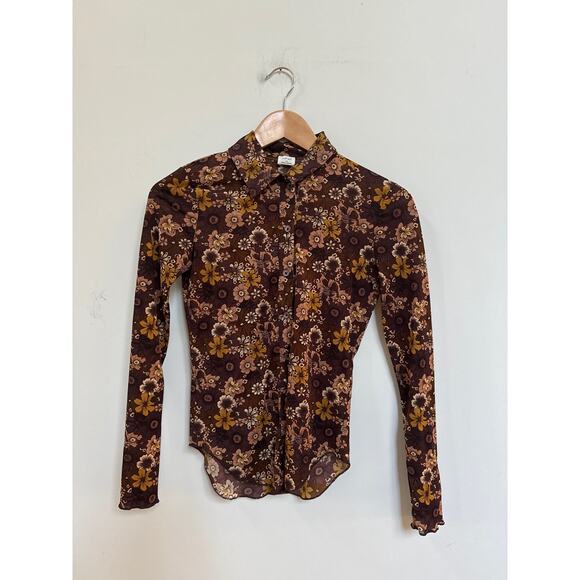 Aritzia Wilfred Moscato Longsleeve Brown Floral XS Whimsigoth Dark Romantic - Picture 1 of 5